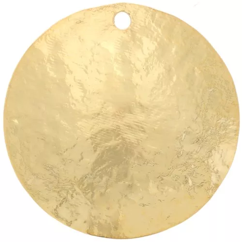 Pendentif rond texturé 20 mm - Doré à l'or fin x1