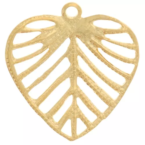 Pendentif coeur ajouré texturé 17.5x16.5 mm - Doré à l'or fin x1