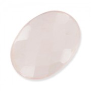 Cabochon ovale facetté 18x13 mm Quartz Rose|raw }}