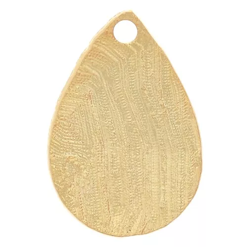 Breloque goutte texturée 13x9 mm - Doré à l'or fin x1
