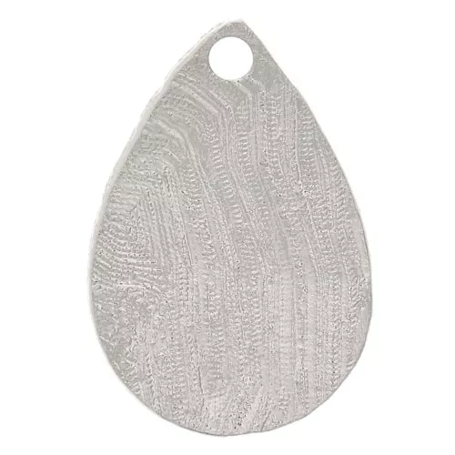 Breloque goutte texturée 13x9 mm - Rhodié x1