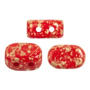 Perles en verre Lipsi® par Puca® 4x6 mm - Opaque Red Coral Gold Splash x10g|raw }}