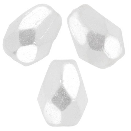 Perles poires facettées 7x5 mm - Crystal Pearl Snow x25