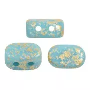 Perles en verre Lipsi® par Puca® 4x6 mm - Opaque Aqua Gold Splash Mat x10g