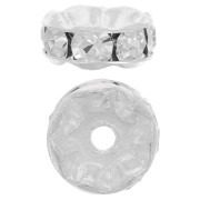 Perle rondelle Strass 8 mm Crystal en Argent 925 x1