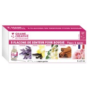 Coffret de 5 senteurs pour bougie de 27ml avec son compte-goutte - Fleurs & épices|raw }}