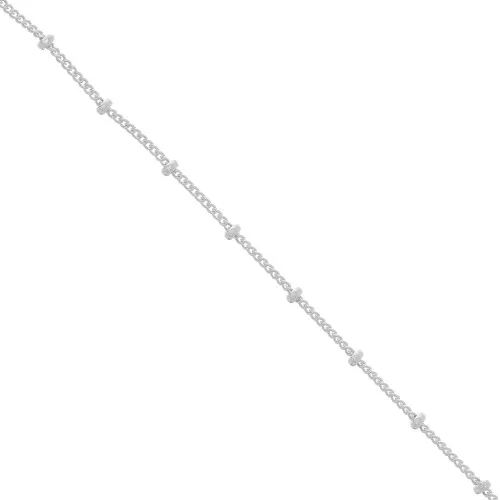 Chaîne maille Gourmette alternée (1x1) avec perles rondes 2 mm en Argent 925 x1m