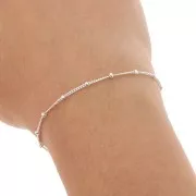 Chaîne maille Gourmette alternée (1x1) avec perles rondes 2 mm en Argent 925 x1m