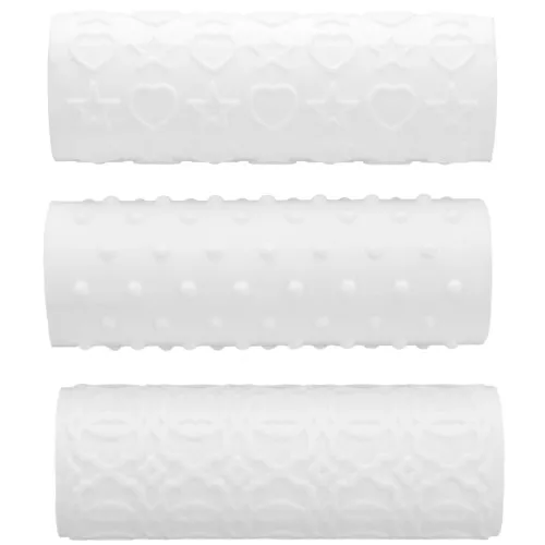 Set de 3 rouleaux de texture en plastique 100x34 mm pour pâte polymère - Blanc