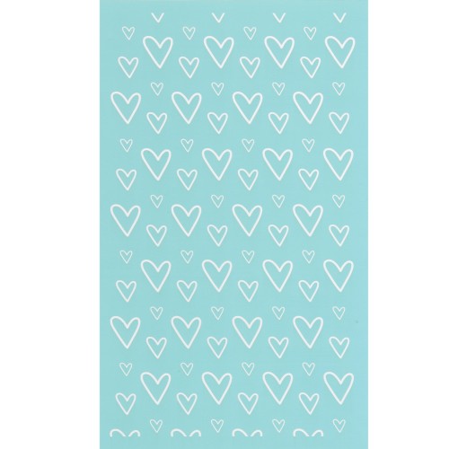 Silk Screen pour Pâte polymère 80x140 mm - Motif coeurs x1