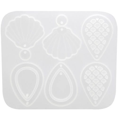 Moule silicone pour réaliser pendentifs et cabochons ronds en résine - Transparent