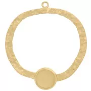 Pendentifs irréguliers martelés 35mm - cabochon plat 8 mm Acier inox 304 Doré x2