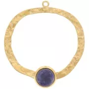 Pendentifs irréguliers martelés 35mm - cabochon plat 8 mm Acier inox 304 Doré x2