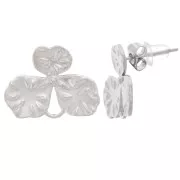 Clous d'oreilles fleurs texturées 14x18 mm - Acier inox 304L x2