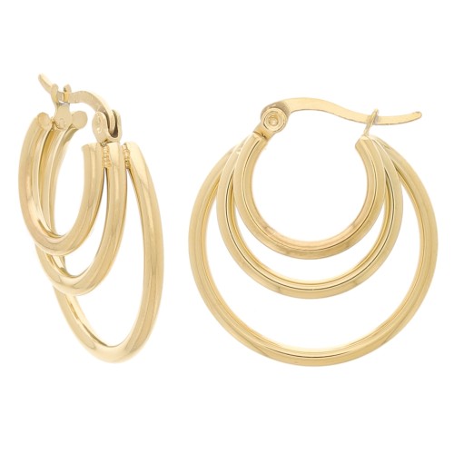 Créoles 3 fils 25 mm - Acier inoxydable 316L Doré x2