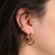 Créoles 3 fils 25 mm - Acier inoxydable 316L Doré x2