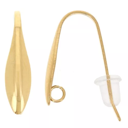 Crochets d'oreilles design 17 mm - Acier inoxydable 304L Doré x2