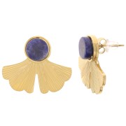 Clous d'oreilles feuille ginkgo 20x24mm pour cabochon 8mm Acier inox 316L Doré x2