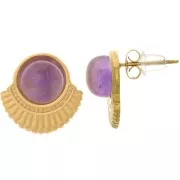 Clous d'oreilles ethnique 15 mm pour cabochon 8 mm - Acier inox 316L Doré x2