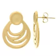 Clous d'oreilles goutte évidée 24x18mm pour cabochon 6mm - Acier inox 304L Doré x2