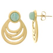 Clous d'oreilles goutte évidée 24x18mm pour cabochon 6mm - Acier inox 304L Doré x2