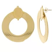 Clous d'oreilles cercle 40 mm pour cabochon 14x10 mm - Acier inox 316L Doré x2