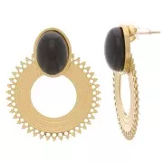 Clous d'oreilles chandelier 30 mm pour cabochon 14x10 mm - Acier inox 316L Doré x2