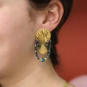 Clous d'oreilles coquillage 23 mm avec 5 trous - Acier inoxydable 304 Doré x2