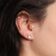 Boucle d'oreilles tête de lapin 9x8 mm avec résine époxy - Acier inox 316L Doré x2