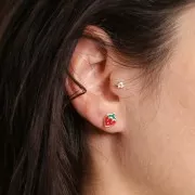 Boucles d'oreilles fraise 9x7 mm avec résine époxy - Acier inoxydable 316L Doré x2