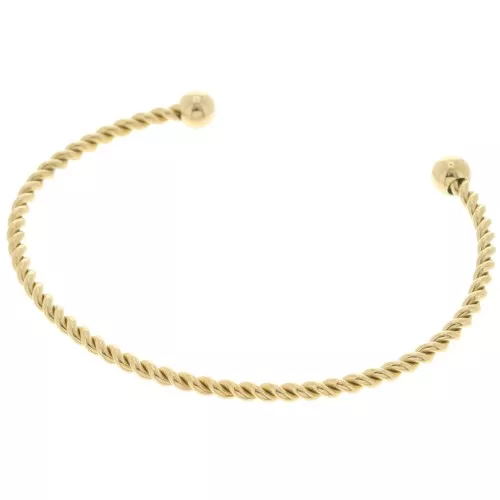 Bracelet jonc effet corde - réglable 2.7x165 mm - Acier inoxydable 304L Doré x1
