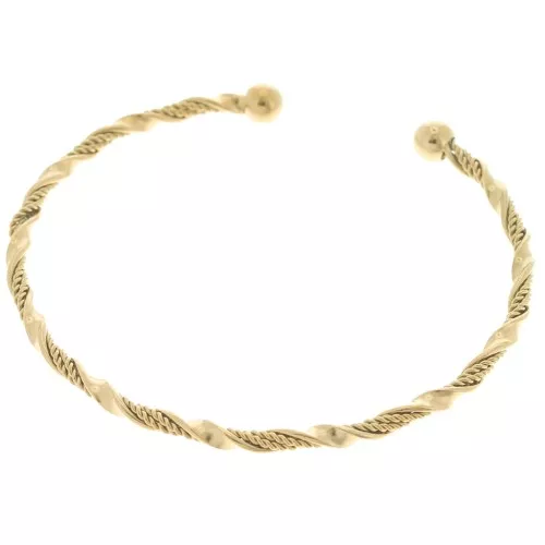 Bracelet Torsadé Femme En Acier Inoxydable Doré - Style Jonc Rigide - Neuf Sans Emballage