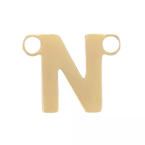 Intercalaire lettre alphabet 6x7 mm - N - Acier inoxydable 304 Doré x1