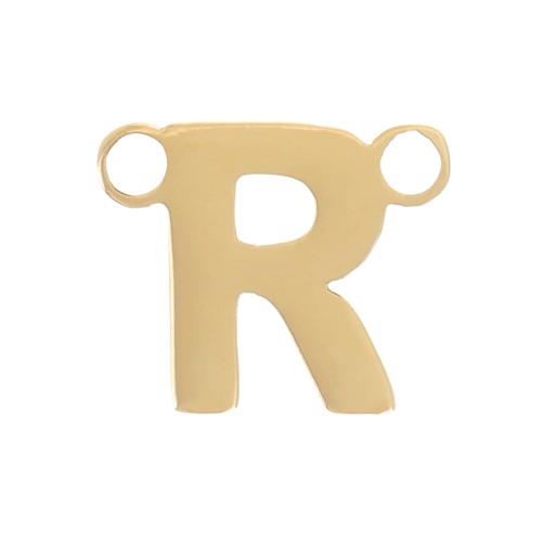 Intercalaire lettre alphabet 6x7 mm - R - Acier inoxydable 316L Doré x1
