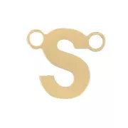 Intercalaire lettre alphabet 6x6.5 mm - S - Acier inoxydable 316L Doré x1