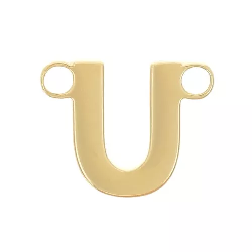 Intercalaire lettre alphabet 6x7 mm - U - Acier inoxydable 316L Doré x1