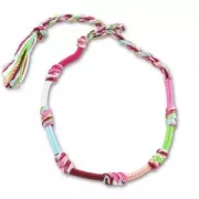 Bracelet brésilien rond 5 mm Rose/Aqua x1