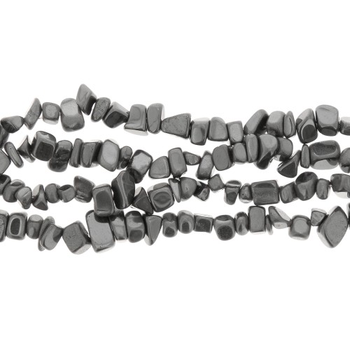 Perles chips 5 - 8 mm imitation Hematite x85 cm