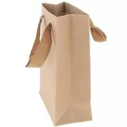 Pochettes cadeaux en kraft avec anses en nylon tressé 16x12x6 cm - Marron x10