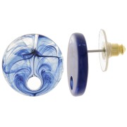 Clous d'oreilles ronds 18 mm en acrylique - Marbré bleu foncé x2|raw }}