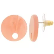 Clous d'oreilles ronds 18 mm en acrylique - Marbré Pêche x2