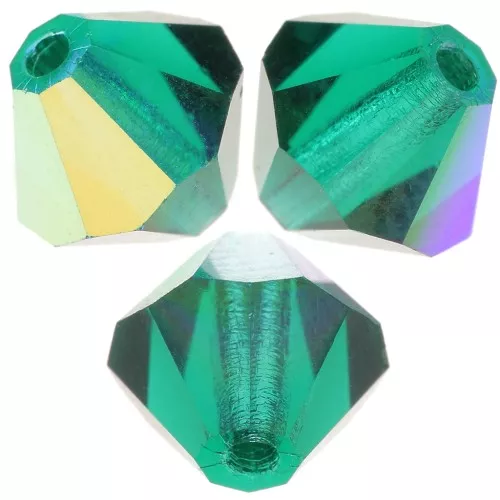 Perles toupies Preciosa - Rondelle Bead 6 mm - Emerald AB x12