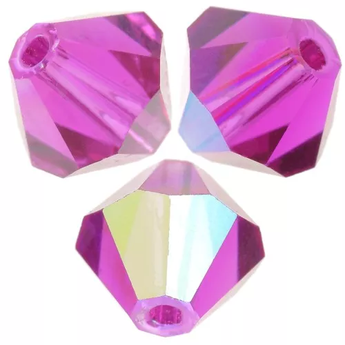 Perles toupies Preciosa - Rondelle Bead 6 mm - Fuchsia AB x12