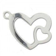 Breloque coeurs 17x13 mm en Argent 925 x1