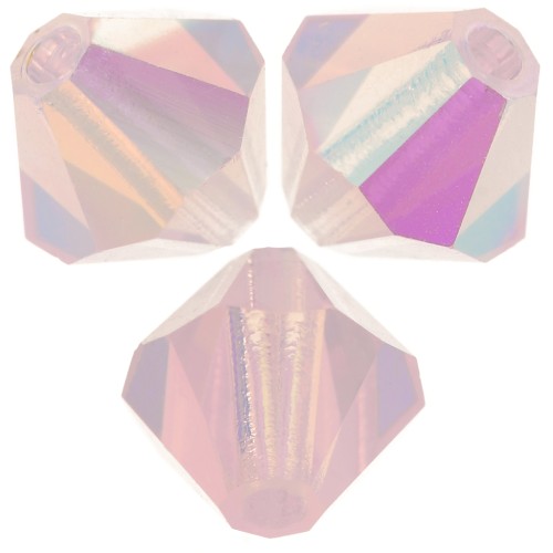 Perles toupies Preciosa - Rondelle Bead 6 mm - Rose Opal AB x12