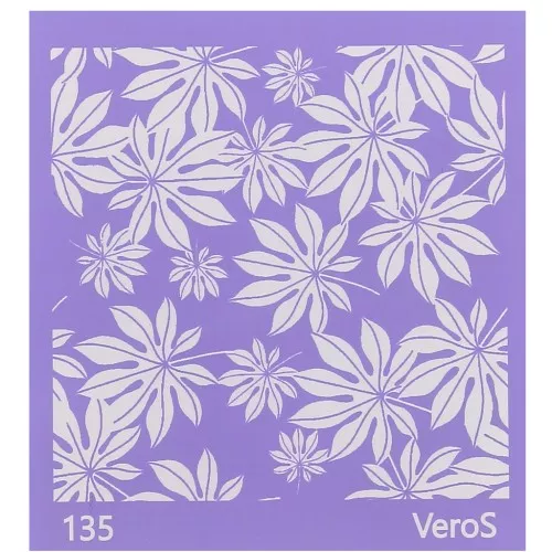 Silk Screen VeroS pour pâte polymère 90x90 mm - Motif feuilles d'Aralia n°135 x1