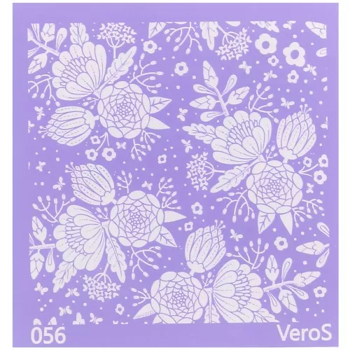 Silk Screen VeroS pour pâte polymère 90x90 mm - Motif bouquet de fleurs n°056 x1