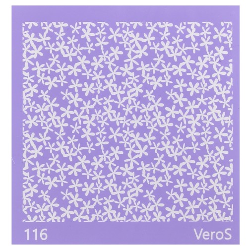 Silk Screen VeroS pour pâte polymère 90x90 mm - Motif petites fleurs n°116 x1