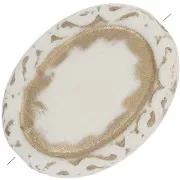 Perles ovales plates gravées 17x13 mm style vintage - Crème - Doré x5