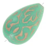 Perles gouttes ovales plates gravées 18x11 mm style vintage - Mint - Doré x5